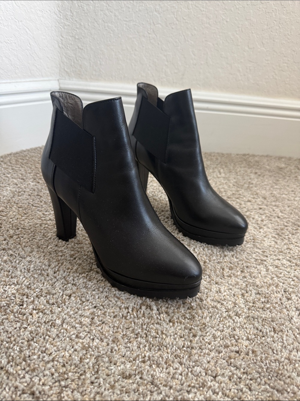 All Saints Black Leather Platform Ankle Boots